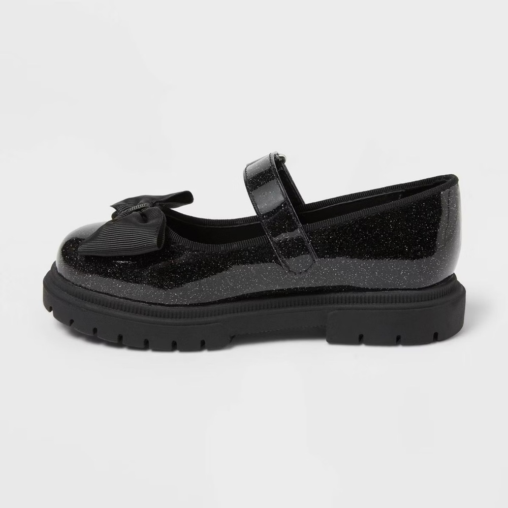 Toddler Bridget Bow Mary Jane Flats - Cat & Jack™ Black size 12T - Picture 2 of 4